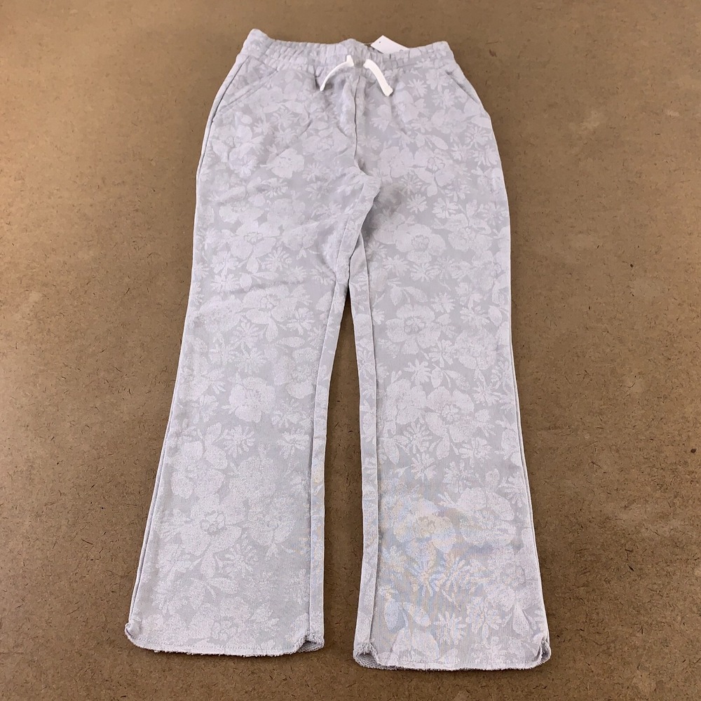 Gap Girls Size Medium (8) Gray Floral Print French Terry Pocketed Sweatpants NWT